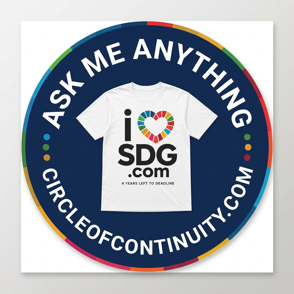 Ask Me Anything badge with the full i heart SDG.com shirt graphic and CircleOfContinuity.com around the rim